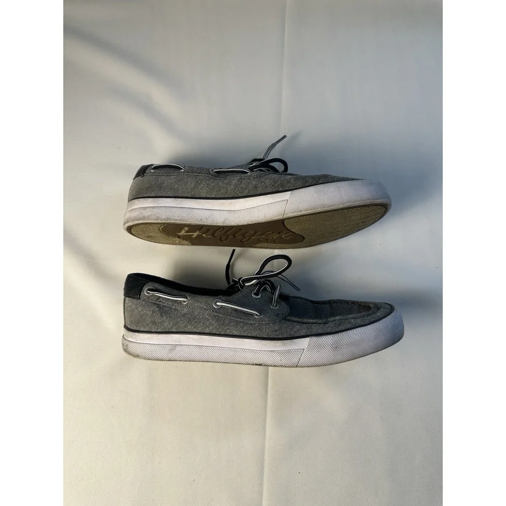 Mens Casual Boat Shoe Gray Canvas Tommy Hilfiger‎ Petes TMPETES Oxfords Size 7.5